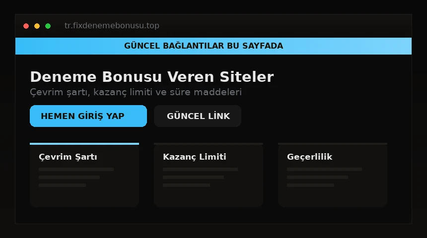 Deneme Bonusu Veren Siteler kampanya paneli, gece mavisi arayüz